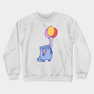 Raccoon with ice cream and air balloons Crewneck Sweatshirt